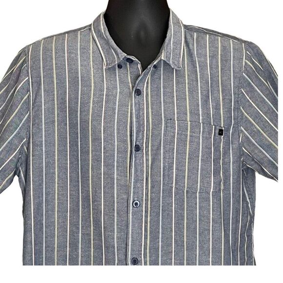 O'Neill Light Navy Striped Casual Short Sleeve Button Down Shirt, Size XL - Picture 2 of 8